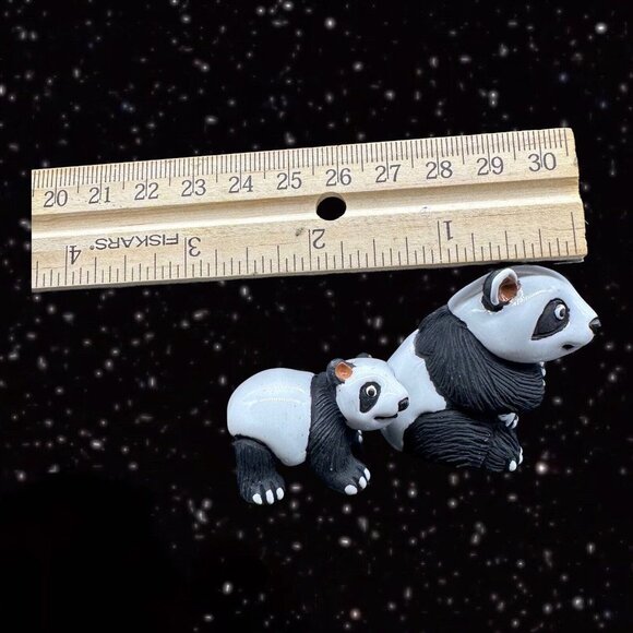 LEPS Peru Folk Art Pottery Panda w Cub Clay Handmade Figurine Marked 2 Set 2”T - Picture 3 of 6